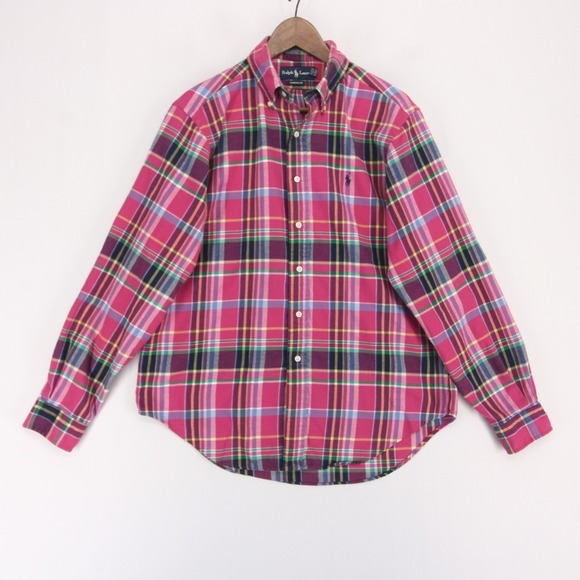 Ralph Lauren Other - Ralph Lauren Flannel Shirt Mens L Pink Plaid Classic Fit Long Sleeve Button Down